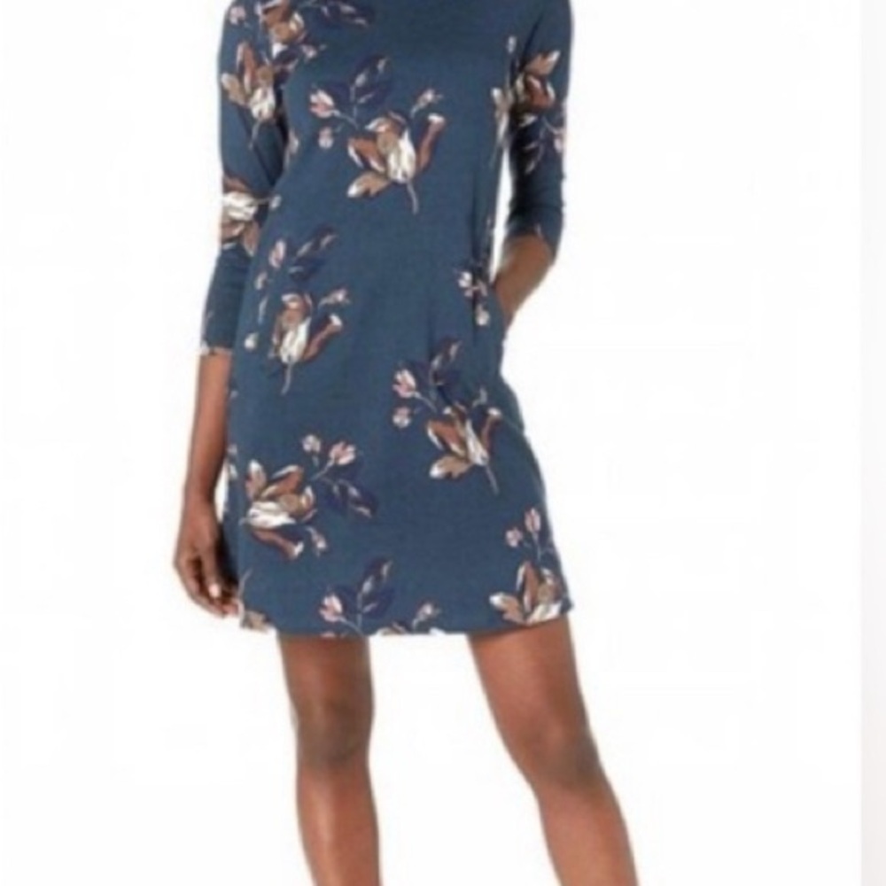 Banana Republic Navy Floral Long Sleeve Dress